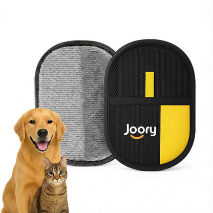 JOORY Upgraded Pet Hair Removal Glove with Static Technology, 8.5-Inch Wide Coverage, Dual Directional Brushes, Washable Black Grooming Mitt for Dogs and Cats.