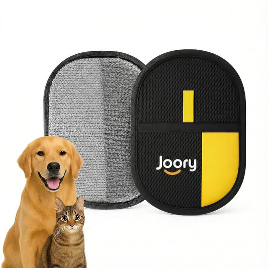 JOORY Upgraded Pet Hair Removal Glove with Static Technology, 8.5-Inch Wide Coverage, Dual Directional Brushes, Washable Black Grooming Mitt for Dogs and Cats.