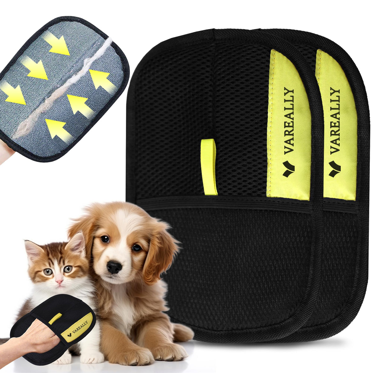 Pet Hair Removal Glove – Reusable Electrostatic Grooming Gloves for Dogs & Cats – Pet Hair Removal Dog Hair Remover