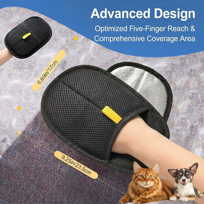 2-Pack Pet Hair Removal Glove, 5-Finger Electrostatic Fur Remover, Reusable Magnetic Lint Brush Tool for Dogs & Cats, Deep Clean Sweeper for Couch, Carpet & Car Seat