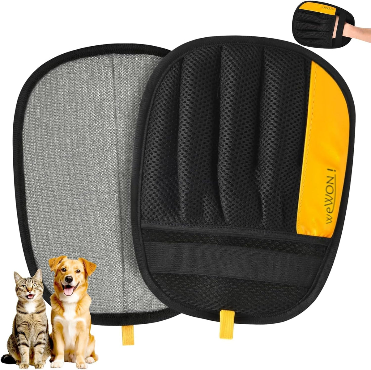 Upgraded Electrostatic Pet Hair Removal Glove for Dogs & Cats 5-Finger Magic Brush Design Reusable Hair Remover for Couch, Carpet, Car Seat, Laundry & Clothing Quick Cleaning Tool for Pet Owners
