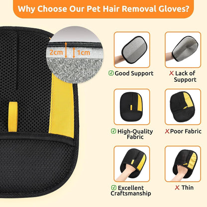 SAWMONG 2Pcs Pet Hair Remover Glove With Comb for Dogs & Cats