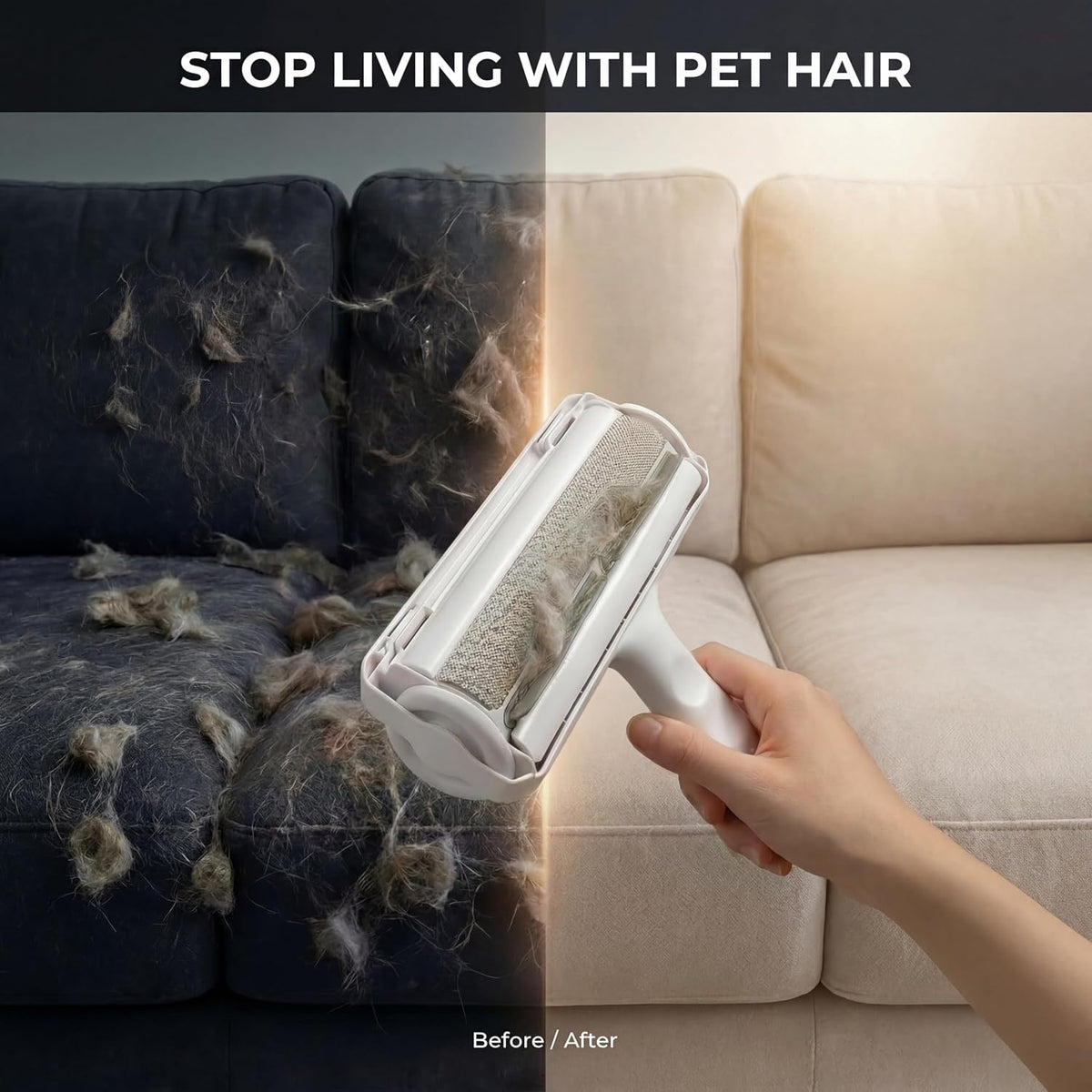 Pet Hair Remover Roller + Glove Kit – Reusable, No Sticky Sheets, Removes Dog & Cat Hair from Couch, Carpet & Furniture Instantly