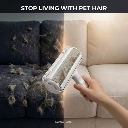Pet Hair Remover Roller + Glove Kit – Reusable, No Sticky Sheets, Removes Dog & Cat Hair from Couch, Carpet & Furniture Instantly