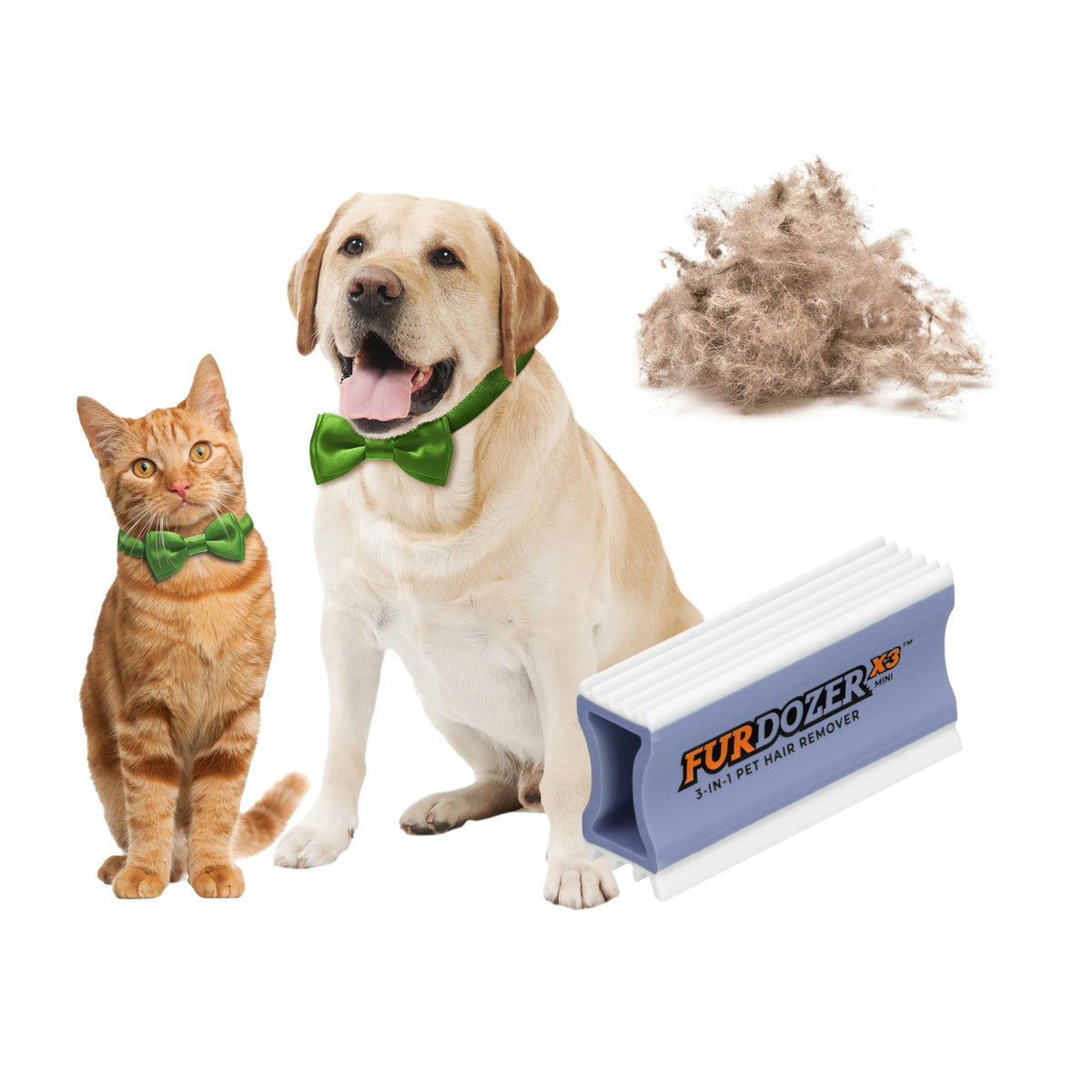 FurDozer Pet Hair Remover & Auto Detailing Tools - Cat & Dog Hair Remover for Carpets, Car Interiors, Couches, Bedding, & Pet Furniture (Gray, X3 PRO - 5" Long)