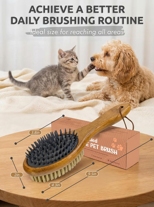 TAKAVU Short Hair Dog & Cat Deshedding Brush, Double-Sided Silicone Bristle