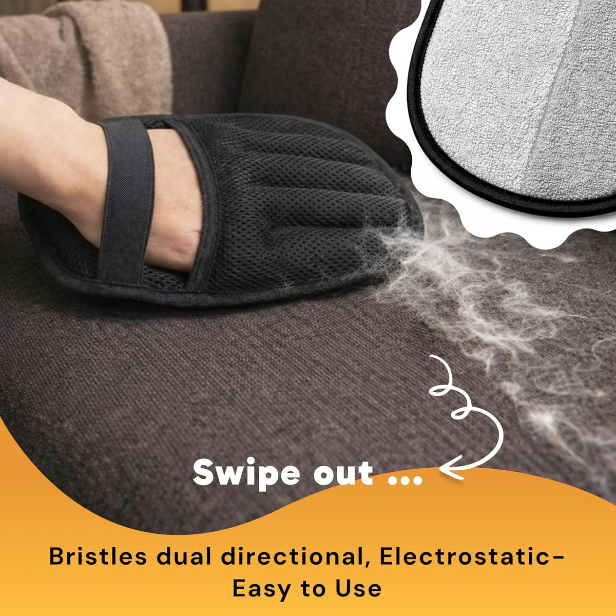 Pet Hair Removal Glove for Dogs & Cats, Reusable Electrostatic Fur Remover
