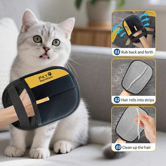 Pet Republique Electrostatic Fur Removal Glove for Pet & Furniture – Reusable & Washable, 5-Finger Static Pet Hair Remover for Clothing, Furniture & Car Upholstery