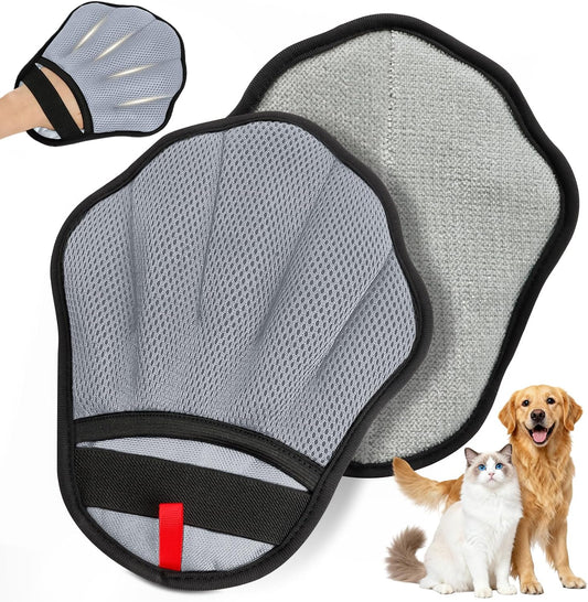 Pet Hair Removal Glove, Electrostatic Pet Hair Remover Glove for Cats & Dogs, Pet Hair Remover Tool for Laundry, Couch, Carpet, Car Seat - Upgraded Five-Finger, Reusable, Grey+Grey