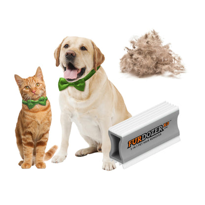 FurDozer Pet Hair Remover & Auto Detailing Tools - Cat & Dog Hair Remover for Carpets, Car Interiors, Couches, Bedding, & Pet Furniture (Gray, X3 PRO - 5" Long)