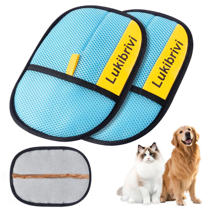 Pet Hair Removal Glove for Dogs & Cats - Upgraded Reusable Electrostatic Pet Hair Glove, Gentle Grooming Mitt, Pet Hair Remover Tool for Laundry, Couch, Carpet & Car Seat,2 Pack