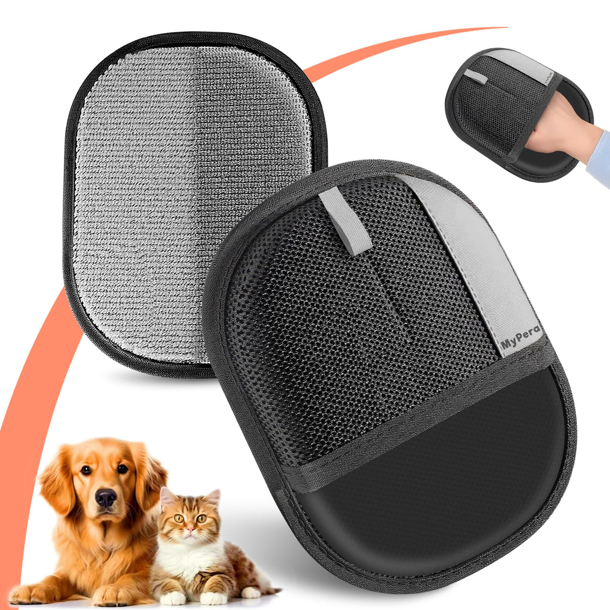 Pet Hair Removal Glove for Dogs & Cats, Newly Upgraded Reusable Electrostatic Pet Hair Glove, Magic Brush Pet Hair Remover Tool for Clothing, Couch, Carpet, Car Seats.