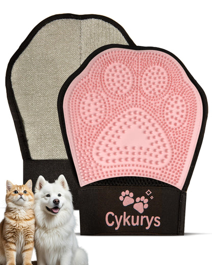 Pet Hair Removal Glove for Dogs & Cats, Double-Sided Grooming Glove