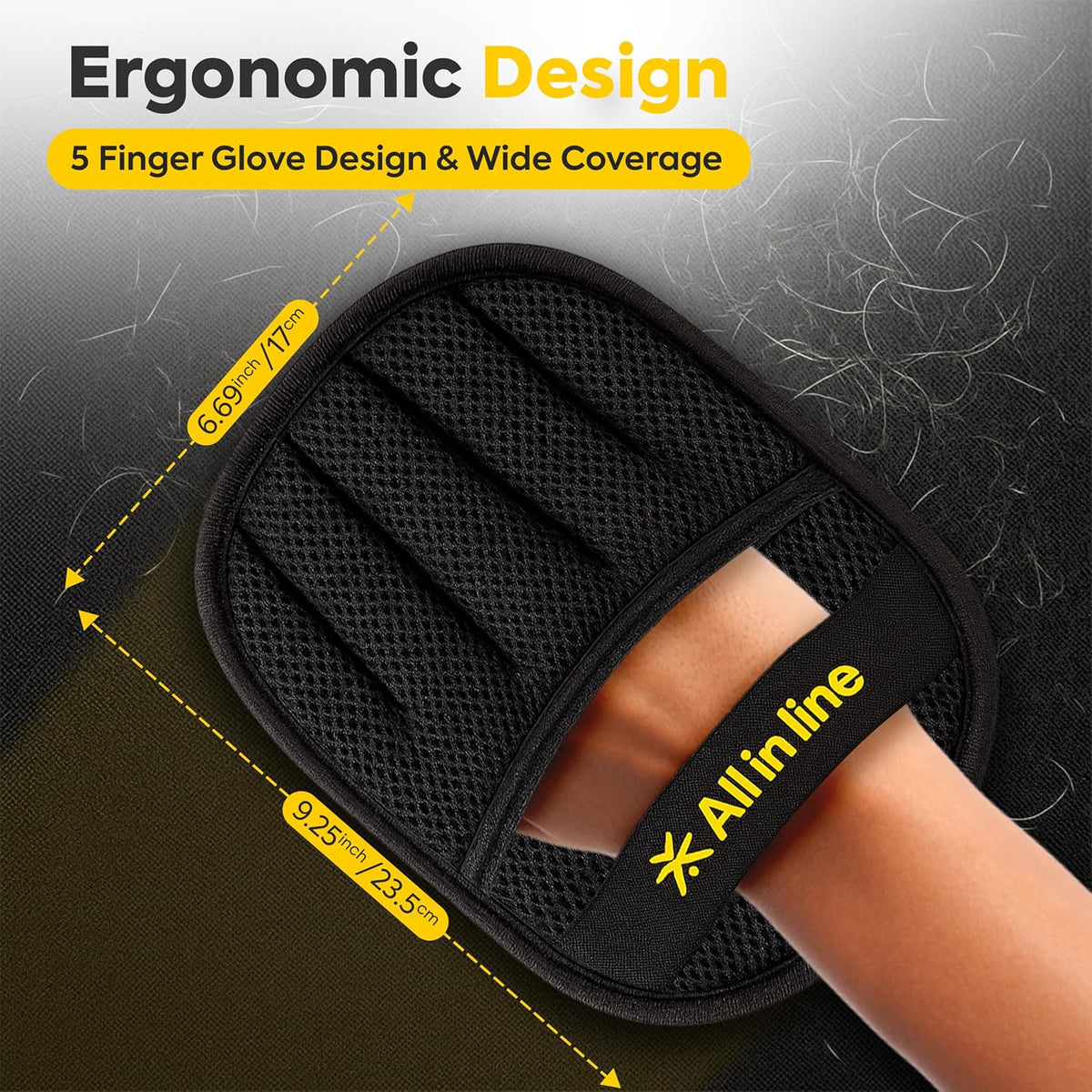 Pet Hair Removal Gloves for Dogs & Cats (Pack of 2) | Reusable Electrostatic Grooming Gloves with 2 Free Shedding & Detangling Combs | Hair Remover for Clothes, Sofa, Carpet & Car Seats