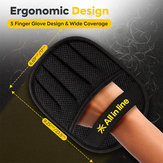 Pet Hair Removal Gloves for Dogs & Cats (Pack of 2) | Reusable Electrostatic Grooming Gloves with 2 Free Shedding & Detangling Combs | Hair Remover for Clothes, Sofa, Carpet & Car Seats
