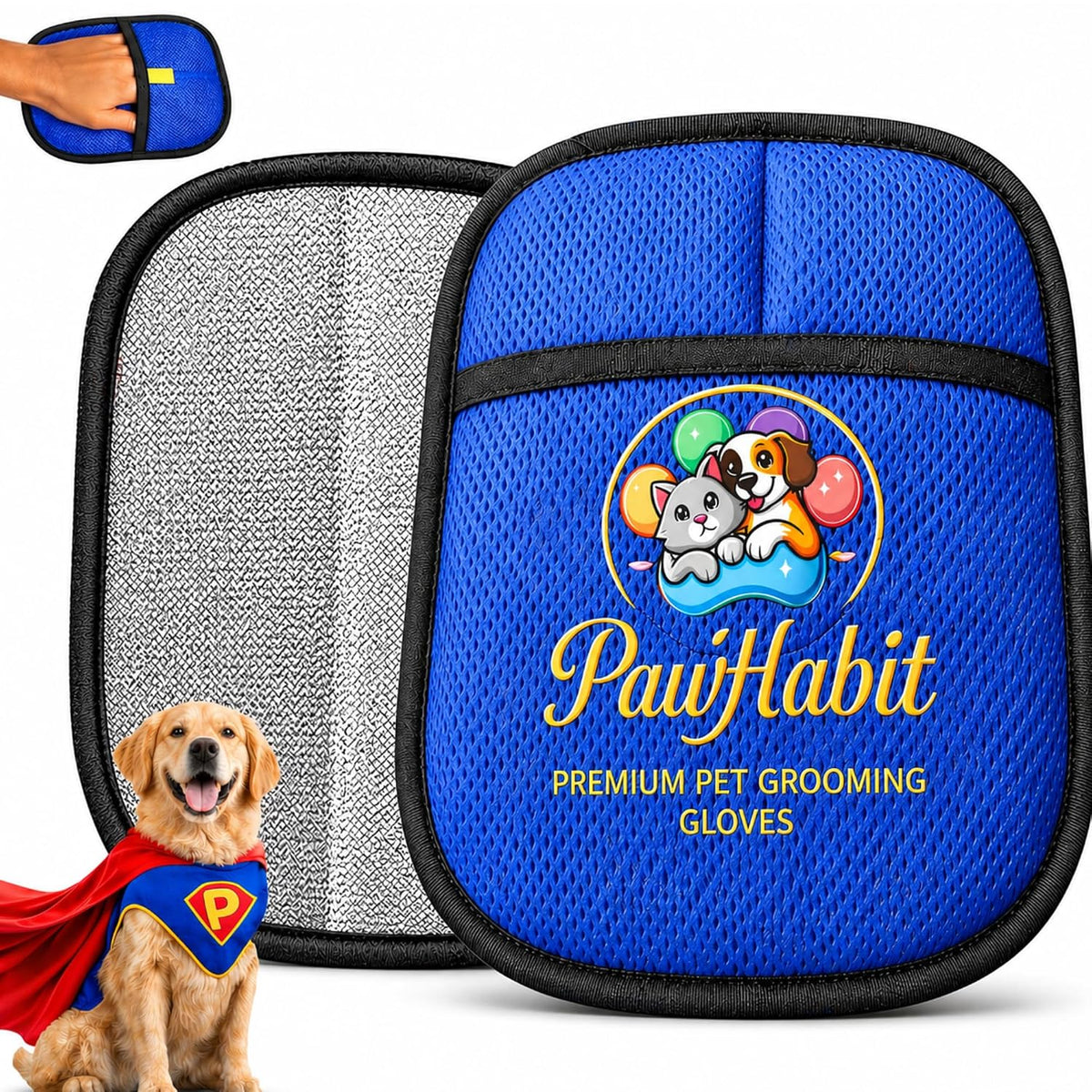Pet Hair Removal Glove for dogs & Cats-Eletrotastic Reusable Washable Fur Remover for Clothes,Laundry,Couch,Furniture, Car Seat, Heavy Shedding Pet Hair Remover