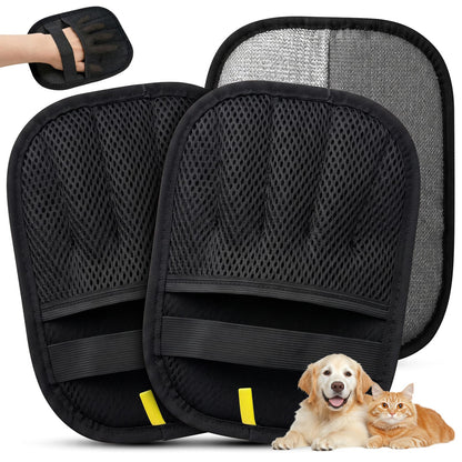 Upgraded Pet Hair Removal Gloves - Electrostatic Grooming Five-Finger Reusable Fur Remover with Snug Elastic Wrist for Dogs and Cats, Magic Brush Pet Needs for Furniture Couch Carpet Clothes Car Seats